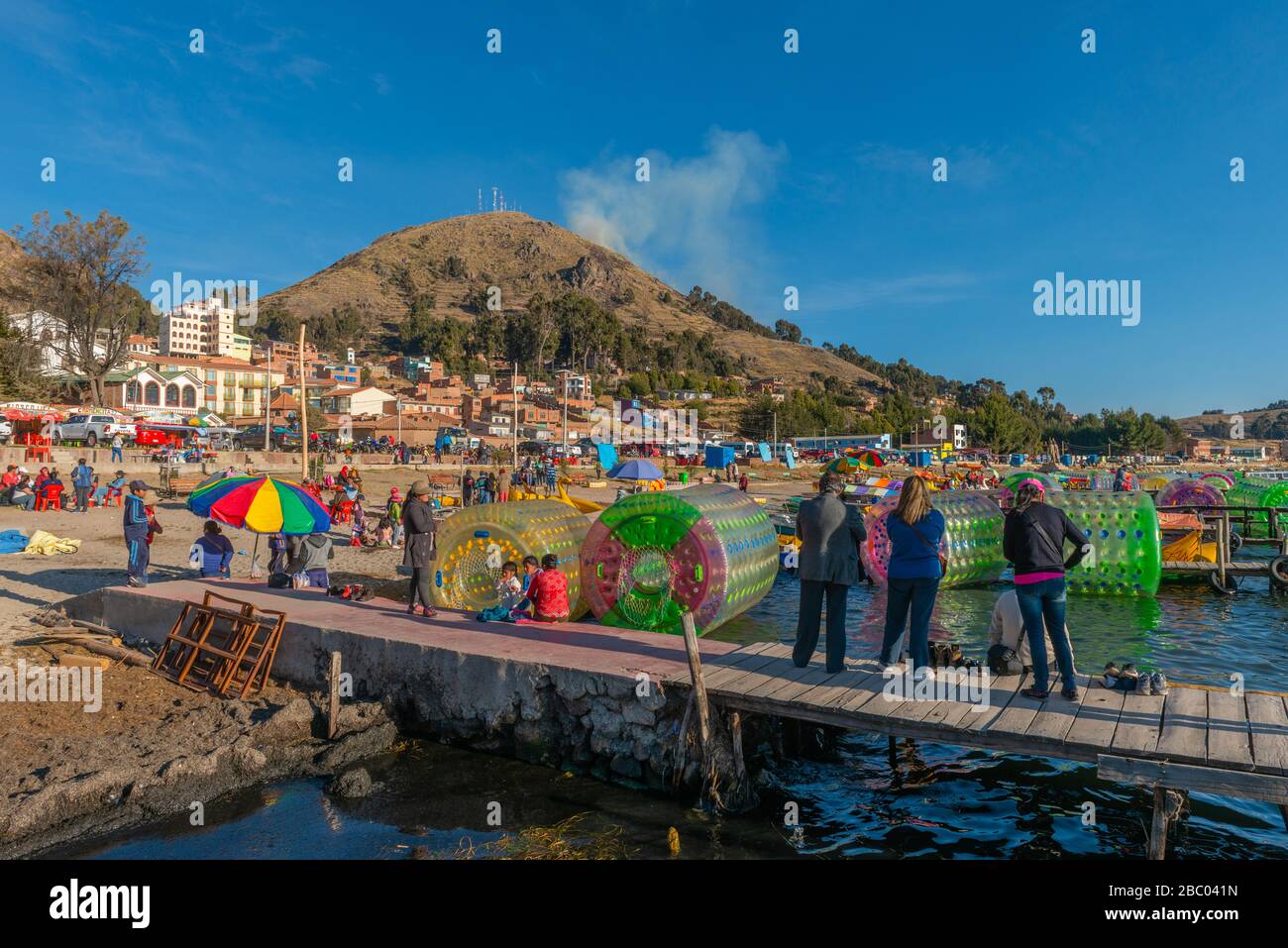 Strand von Copacabana, Titicacasee, Anden Mountains, Department La Paz, Bolivien, Lateinamerika Stockfoto Strand von Copacabana, Titicacasee, Anden Mountains, Department La Paz, Bolivien, Lateinamerika Stockfoto