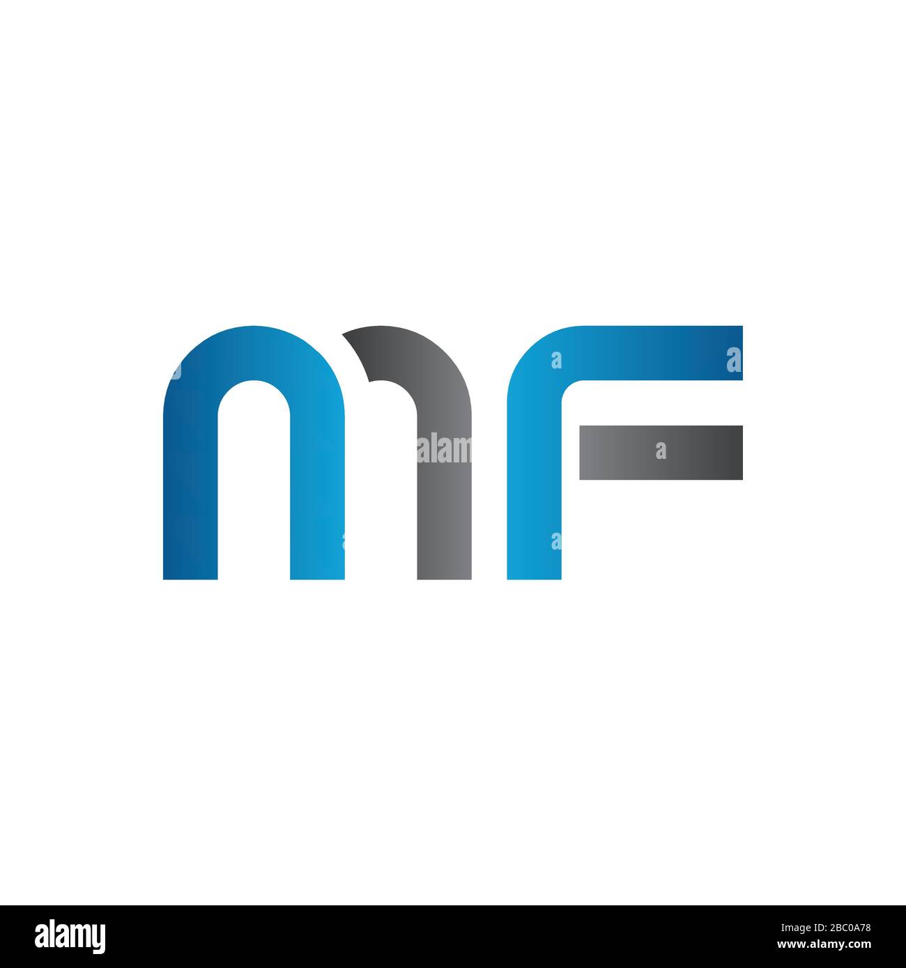 Vektor-Vorlage für das erste MF-Buchstaben-Logo. Abstrakter Buchstabe MF-Logo. Minimalistisches Linked Letter Trendy Business Logo Design Vector Template. Stock Vektor