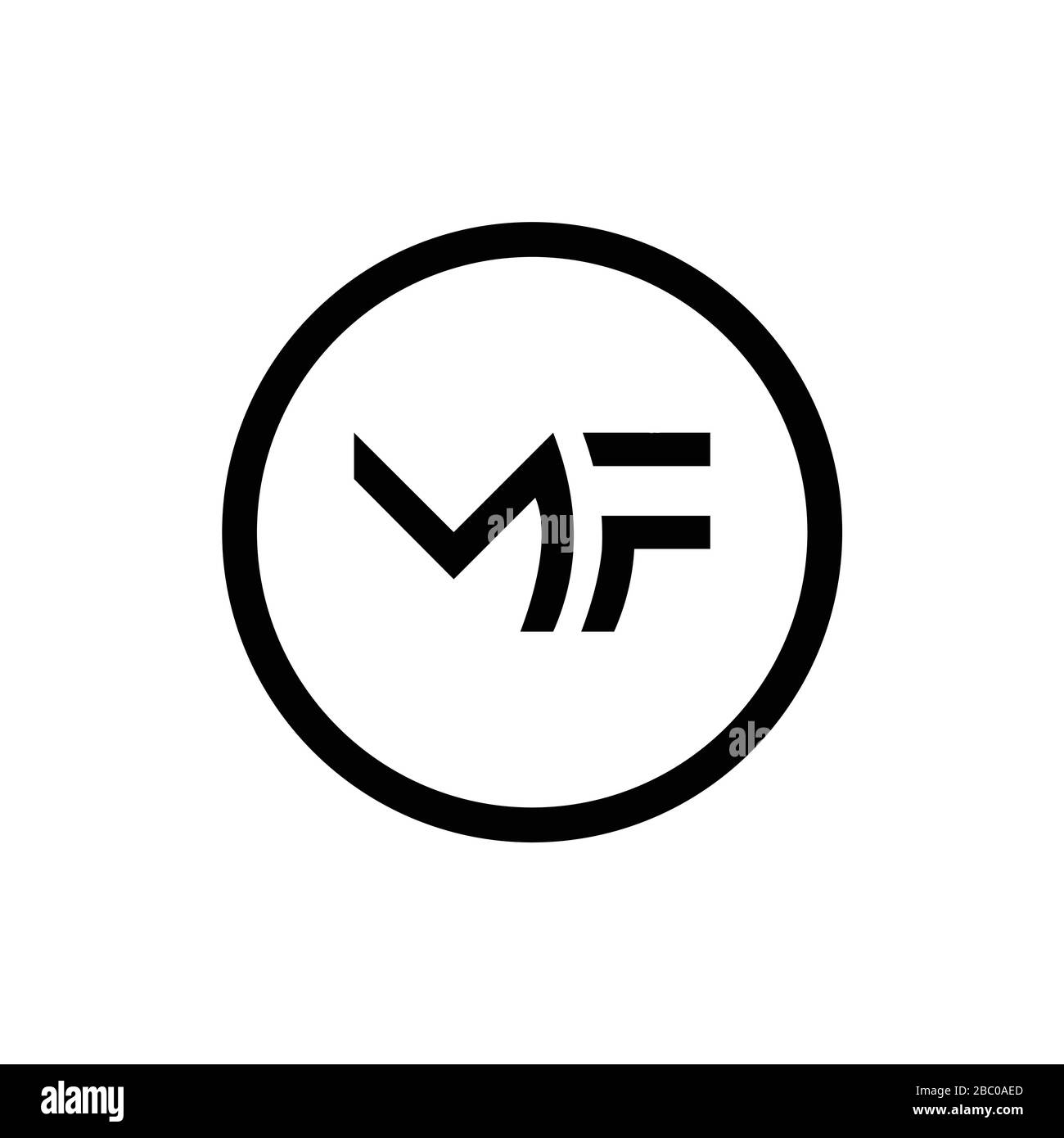 Vektor-Vorlage für das erste MF-Buchstaben-Logo. Abstrakter Buchstabe MF-Logo. Minimalistisches Linked Letter Trendy Business Logo Design Vector Template. Stock Vektor