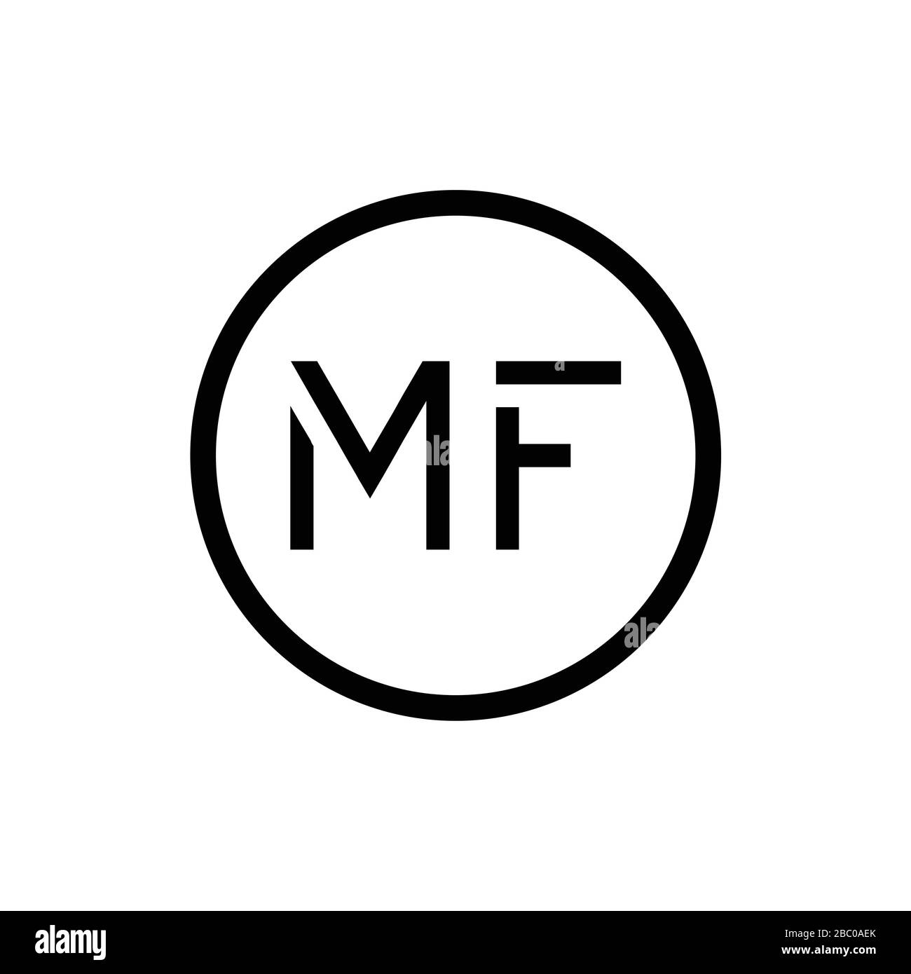 Vektor-Vorlage für das erste MF-Buchstaben-Logo. Abstrakter Buchstabe MF-Logo. Minimalistisches Linked Letter Trendy Business Logo Design Vector Template. Stock Vektor