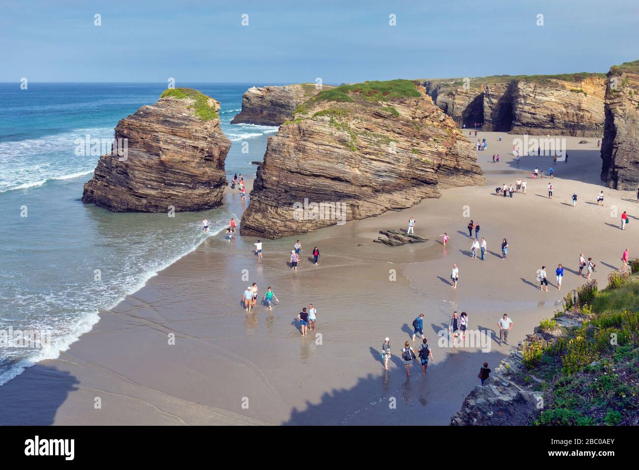 Kathedrale Strand, Provinz Lugo, Galizien, Spanien. Praia de Augas Santas. Allgemein Praia da Catedrais, oder Kathedrale Beach genannt. Stockfoto