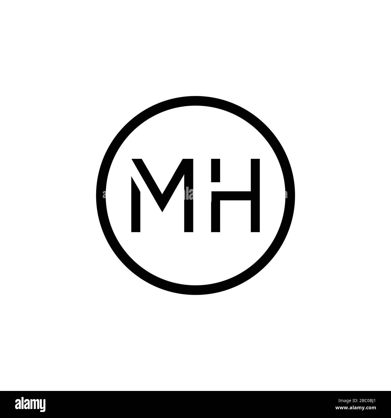 Vektor-Vorlage für das anfängliche MH-Buchstaben-Logo. Abstraktes Design mit MH-Logo. Minimalistisches Linked Letter Trendy Business Logo Design Vector Template. Stock Vektor
