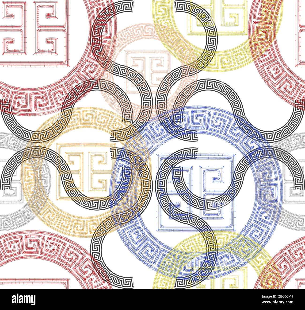 Im Stil des Barock mit kreisrundem griechischen Design, nahtloses Muster Stockfoto