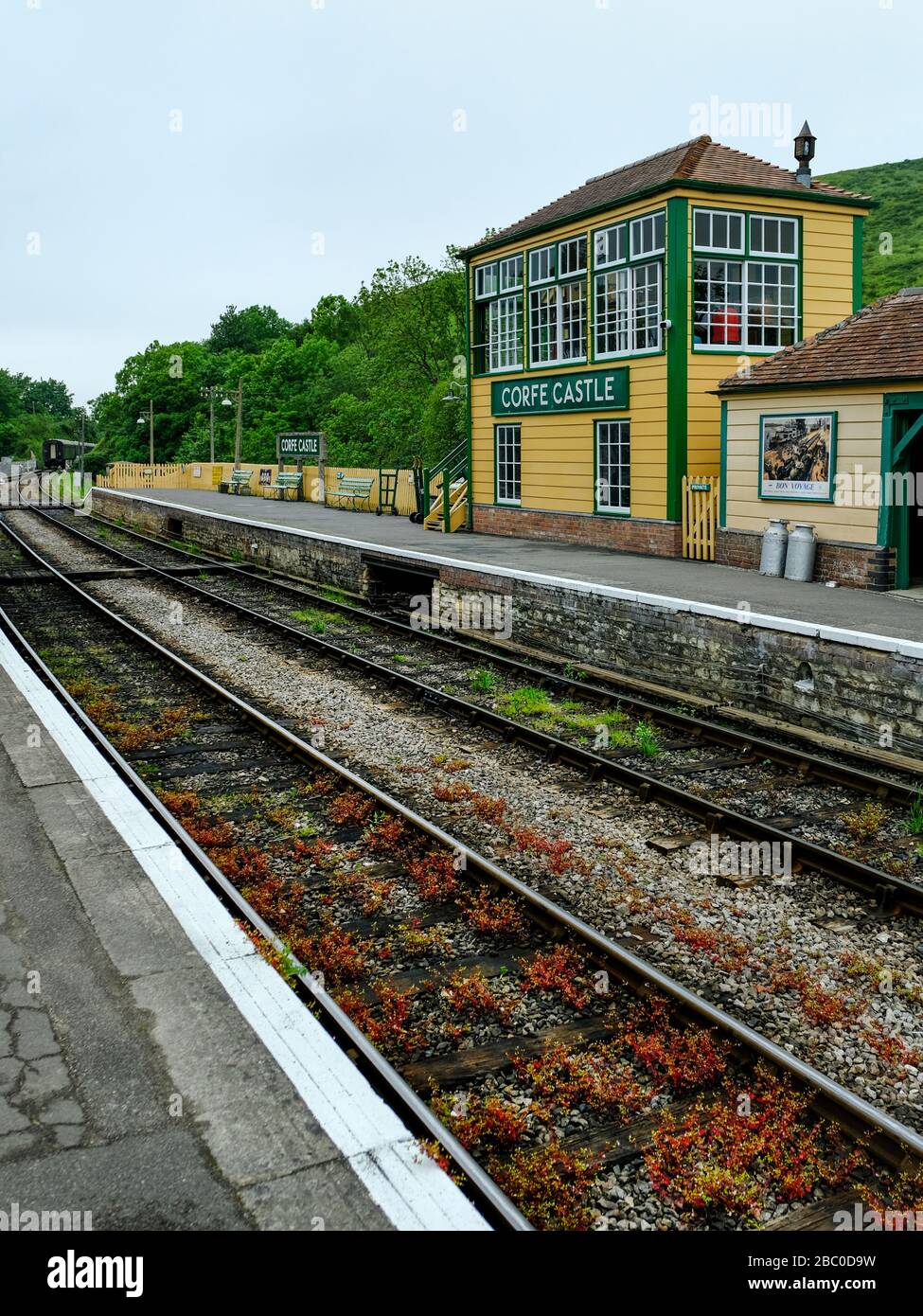 Bahnhof Corfe Castle auf der Isle of Purbeck bei Poole, Dorset, Großbritannien. Stockfoto