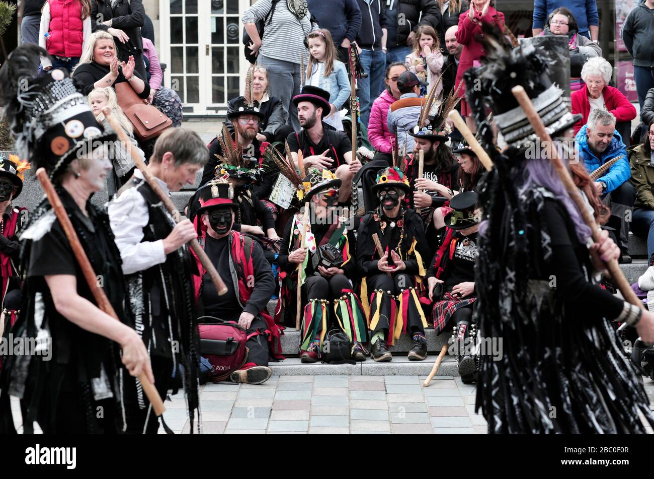 Darlington Morris Dancing Festival, County Durham, Großbritannien. 14.4.2018. Foto von Stuart Boulton. Stockfoto