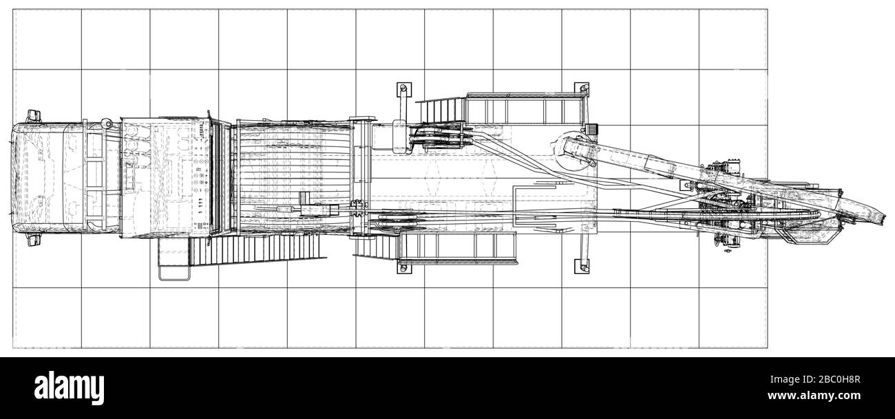 Spulen-Schlauchaggregat Maschinenfahrzeug. EPS10-Format. Vektor erstellt von 3d. Stock Vektor