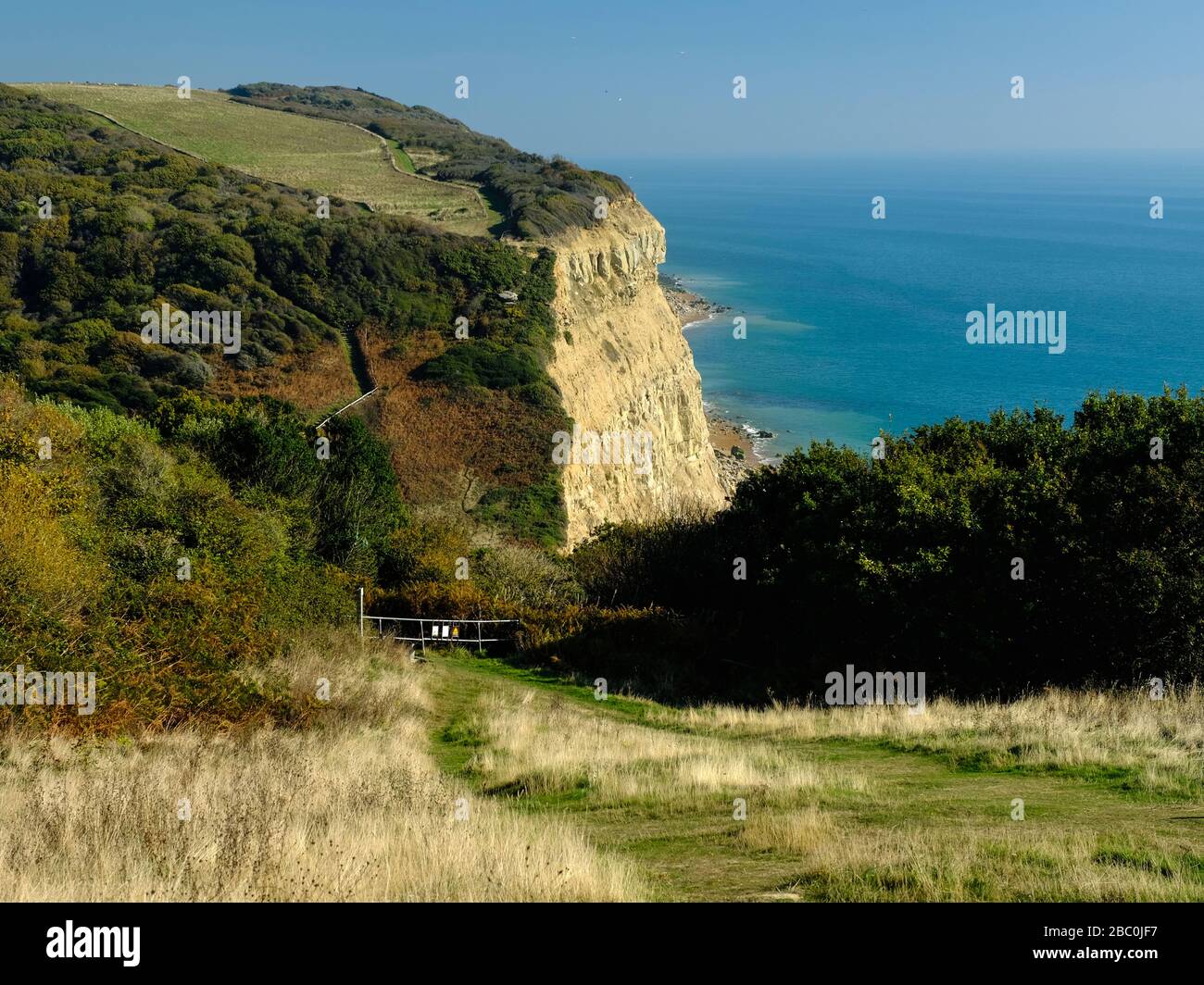 Blick von East Cliff Hill bei Hastings, East Sussex, Großbritannien Stockfoto