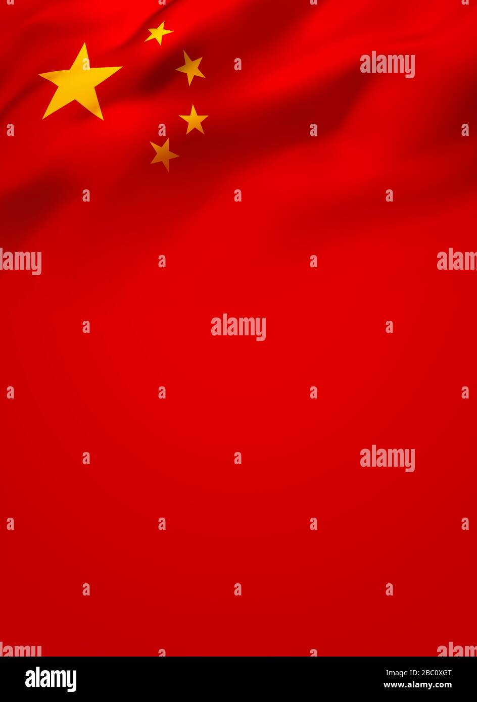 Flagge der Republik China weht im Wind, ganzseitiges Deckblatt Hintergrund. Broschüre, Flyer, Poster, Banner Designvorlage. Stockfoto