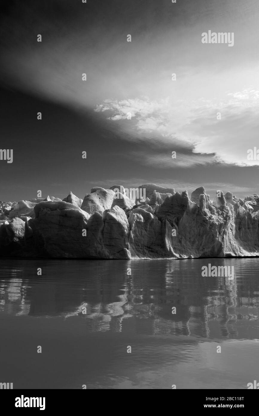 Blick auf den Grauen Gletscher, Lago Gray, den Nationalpark Torres del Paine, die Region Magallanes, Patagonien, Chile Stockfoto
