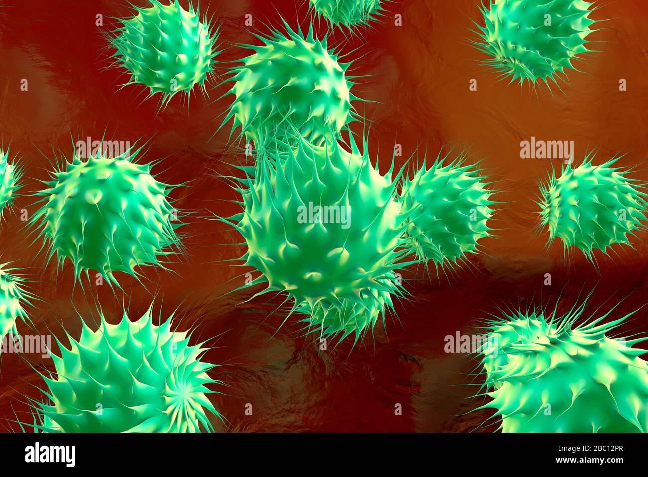 3D-Darstellung, Visualisierung von Generika oder Bakterien Stockfoto