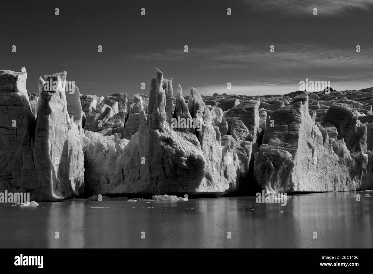 Blick auf den Grauen Gletscher, Lago Gray, den Nationalpark Torres del Paine, die Region Magallanes, Patagonien, Chile Stockfoto