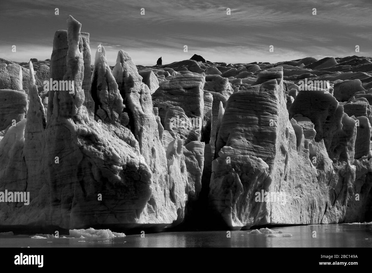 Blick auf den Grauen Gletscher, Lago Gray, den Nationalpark Torres del Paine, die Region Magallanes, Patagonien, Chile Stockfoto
