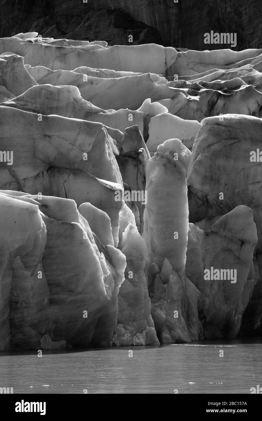 Blick auf den Grauen Gletscher, Lago Gray, den Nationalpark Torres del Paine, die Region Magallanes, Patagonien, Chile Stockfoto