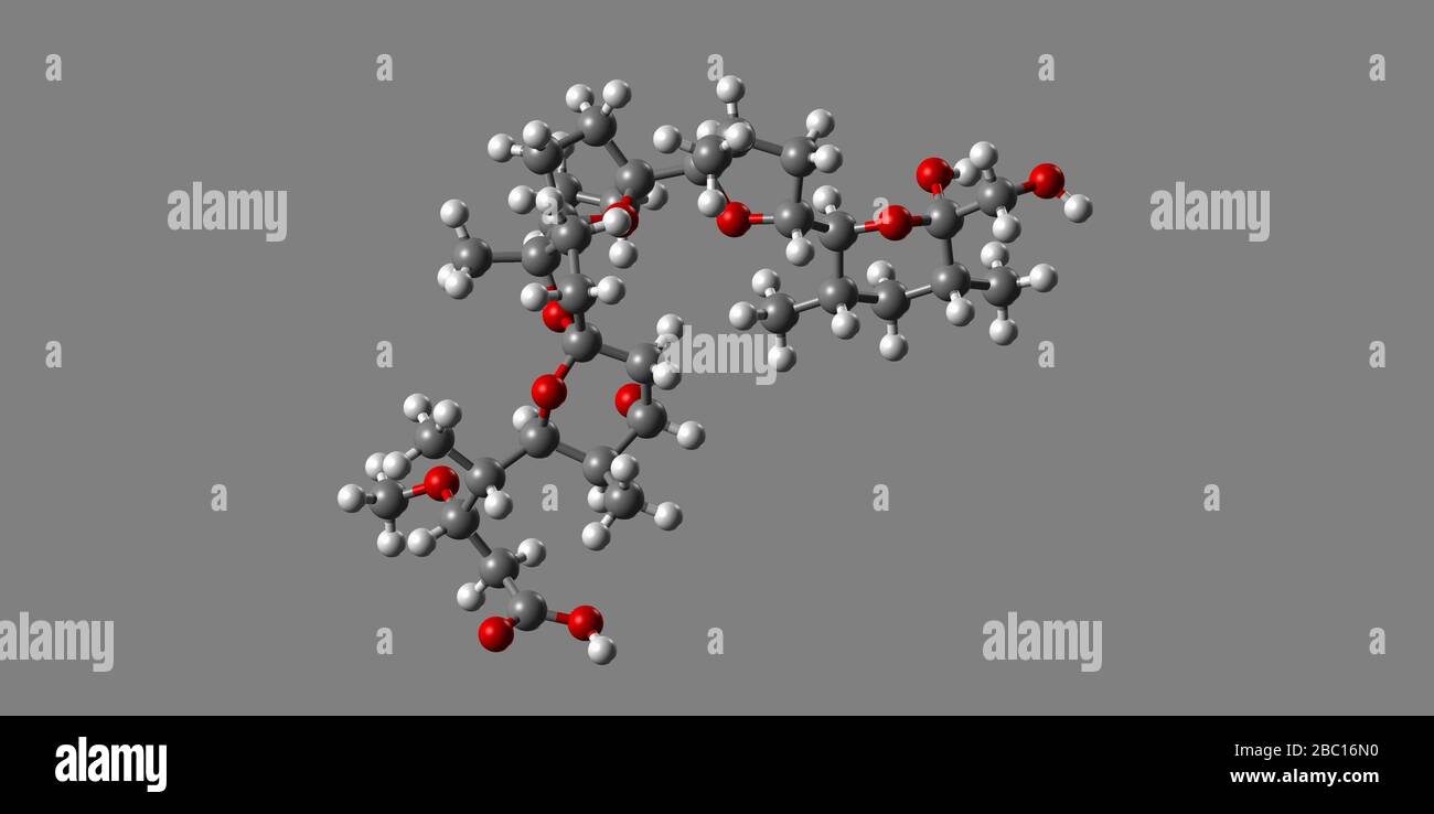 Molekulares Modell des genetischen Materials mit Atomen Stockfoto