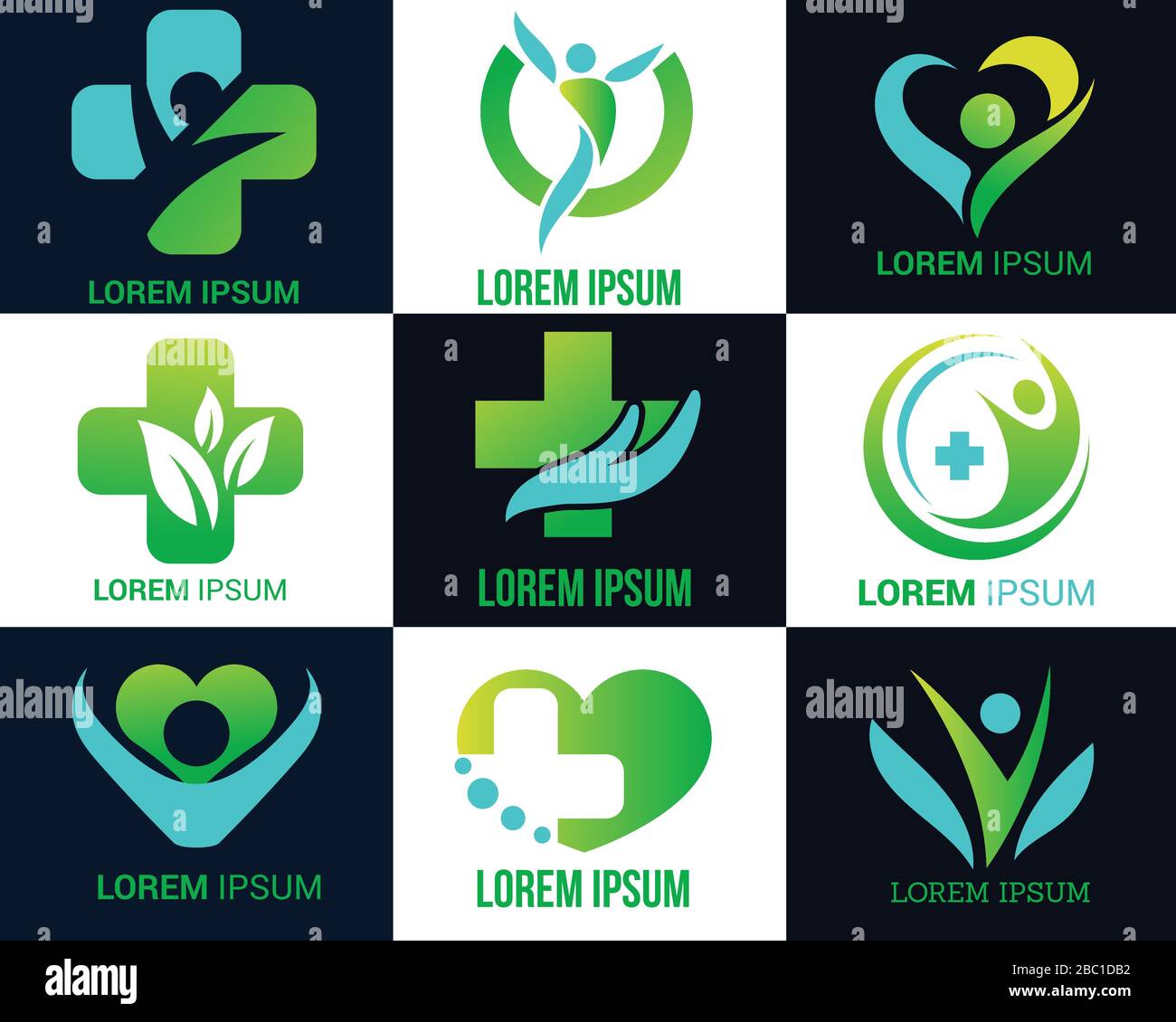 Schablone für medizinisches Kreuzlogo.Vorlage für gesundes Pflegevektor-Logo. Stock Vektor