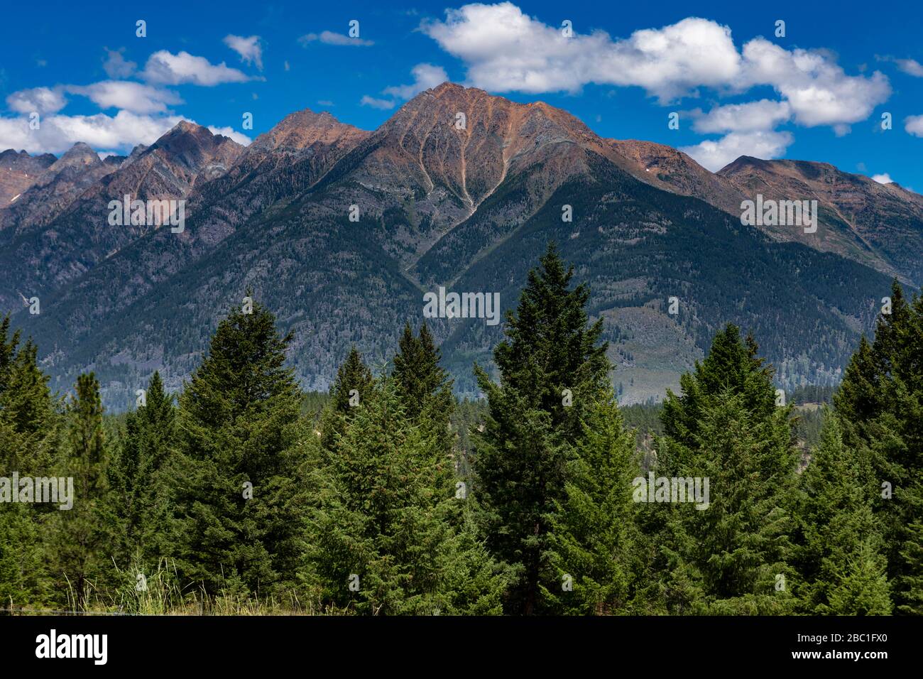 Rocky Mountain Peaks in der Kootenay-Region im Südosten von British Columbia, Kanada. Stockfoto