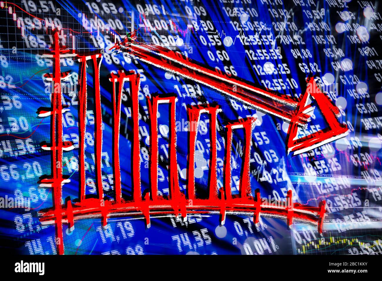 Abschwung und Rezession auf dem Finanzmarkt und in der Wirtschaft Stockfoto