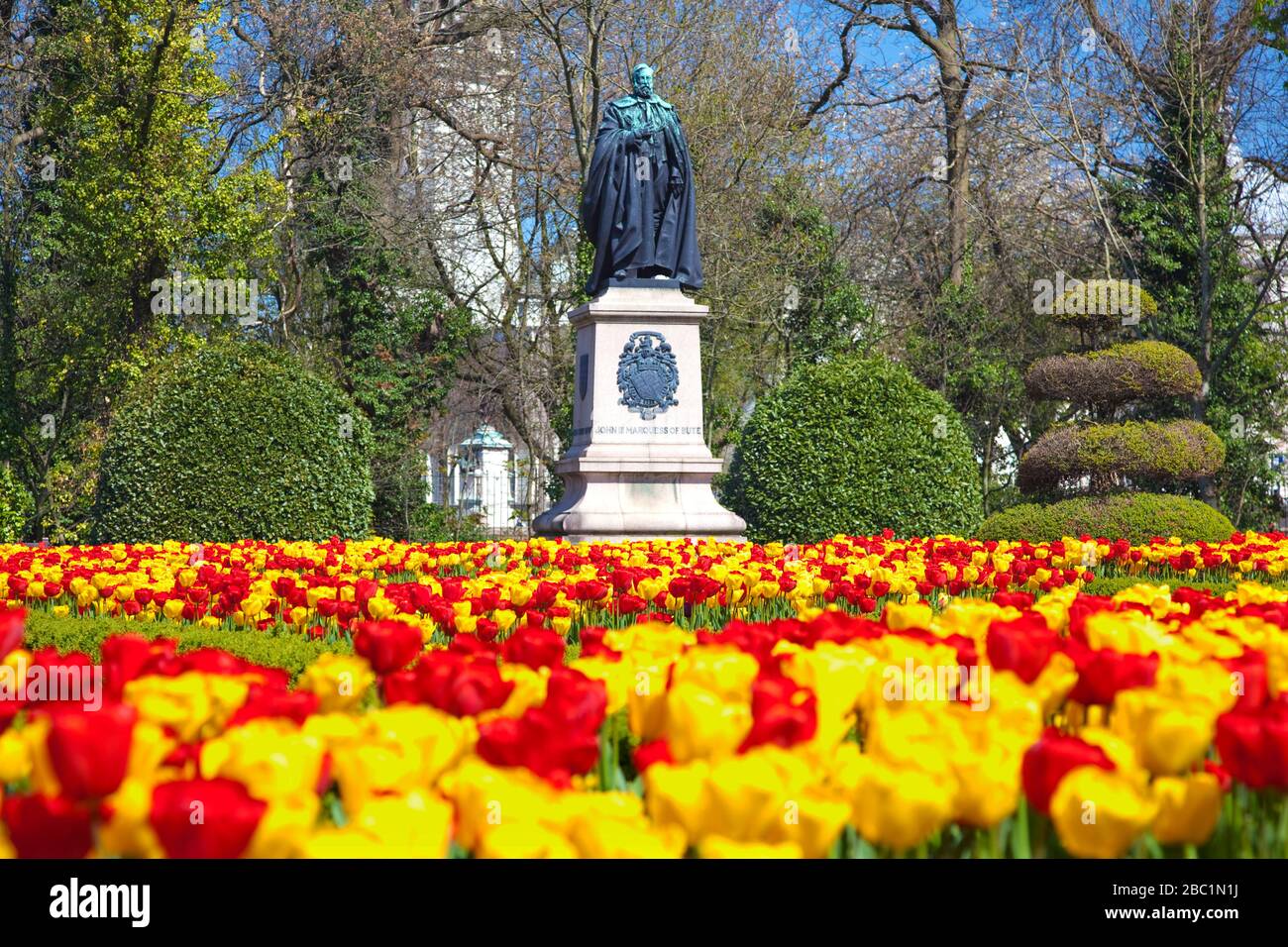 Statue von John 111 Marquess of Bute, Friary Gardens, Cardiff, Wales, Großbritannien Stockfoto