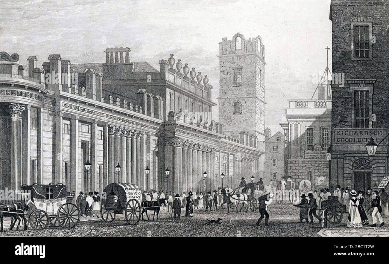 Gebäude DER BANK OF ENGLAND in der Threadneedle Street, London, Ende des 18. Jahrhunderts Stockfoto