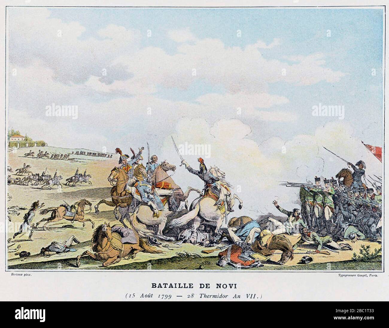 SCHLACHT VON NOVI am 15. August 1799, in der eine kombinierte Hapsburg- und russische Armee eine republikanische französische Streitmacht besiegte. Stockfoto