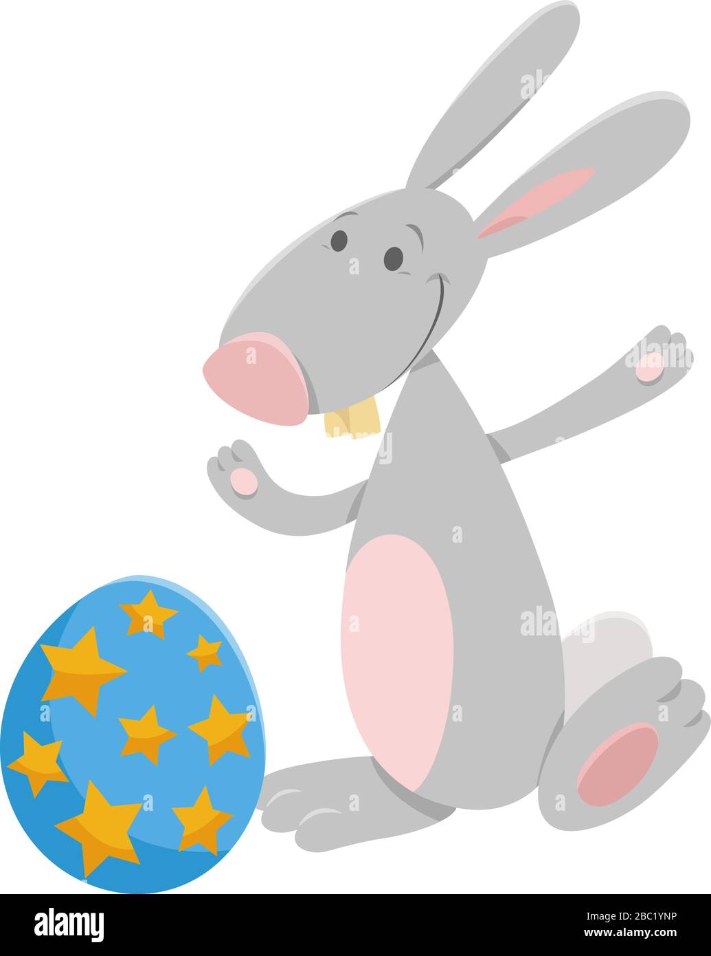 Cartoon-Illustration von Happy Easter Bunny mit bemaltem Osterei Stock Vektor