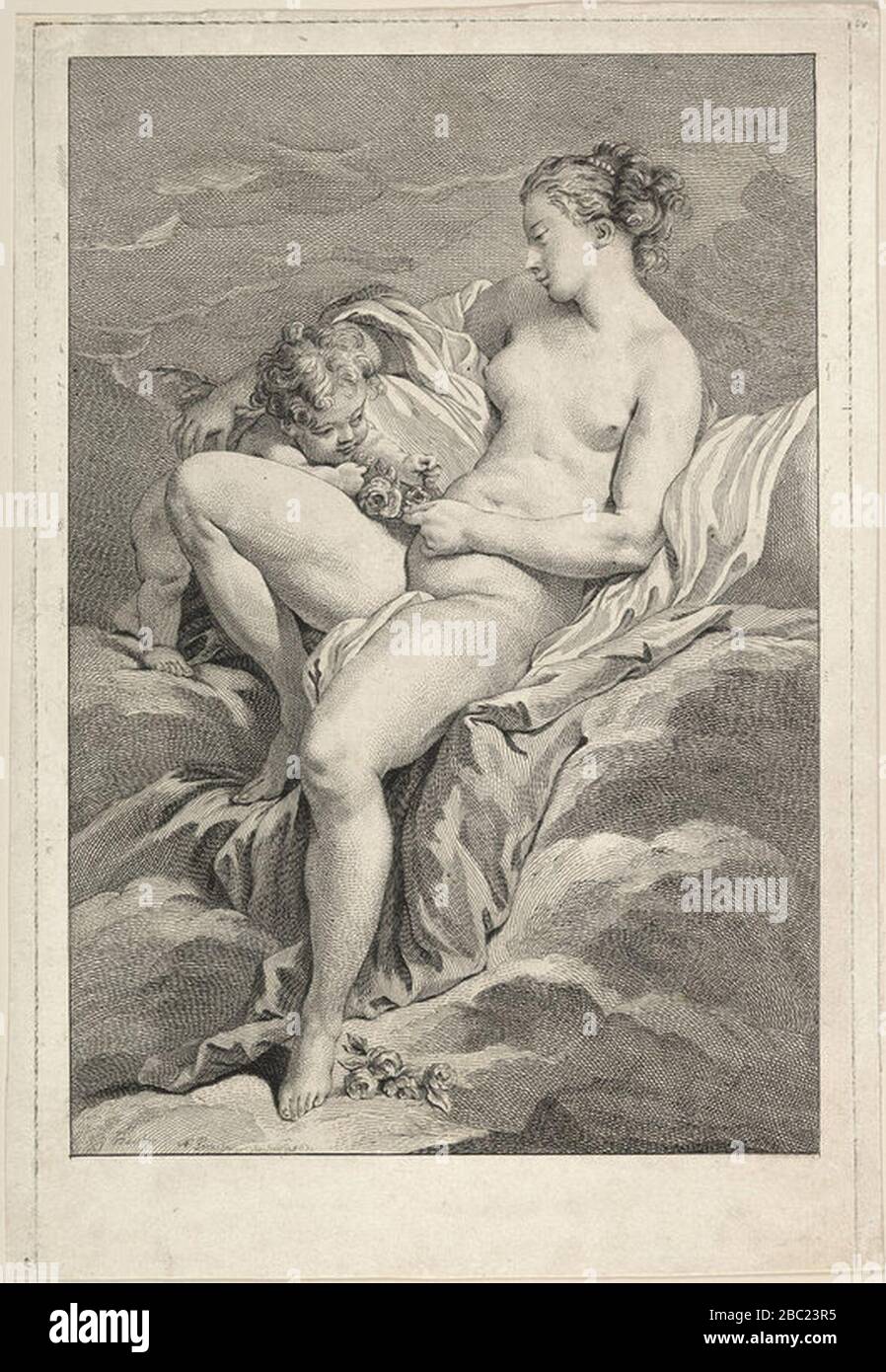 Gravé par PONCE Nicolas - Vénus et l'Amour, 18914 LR Recto. Stockfoto