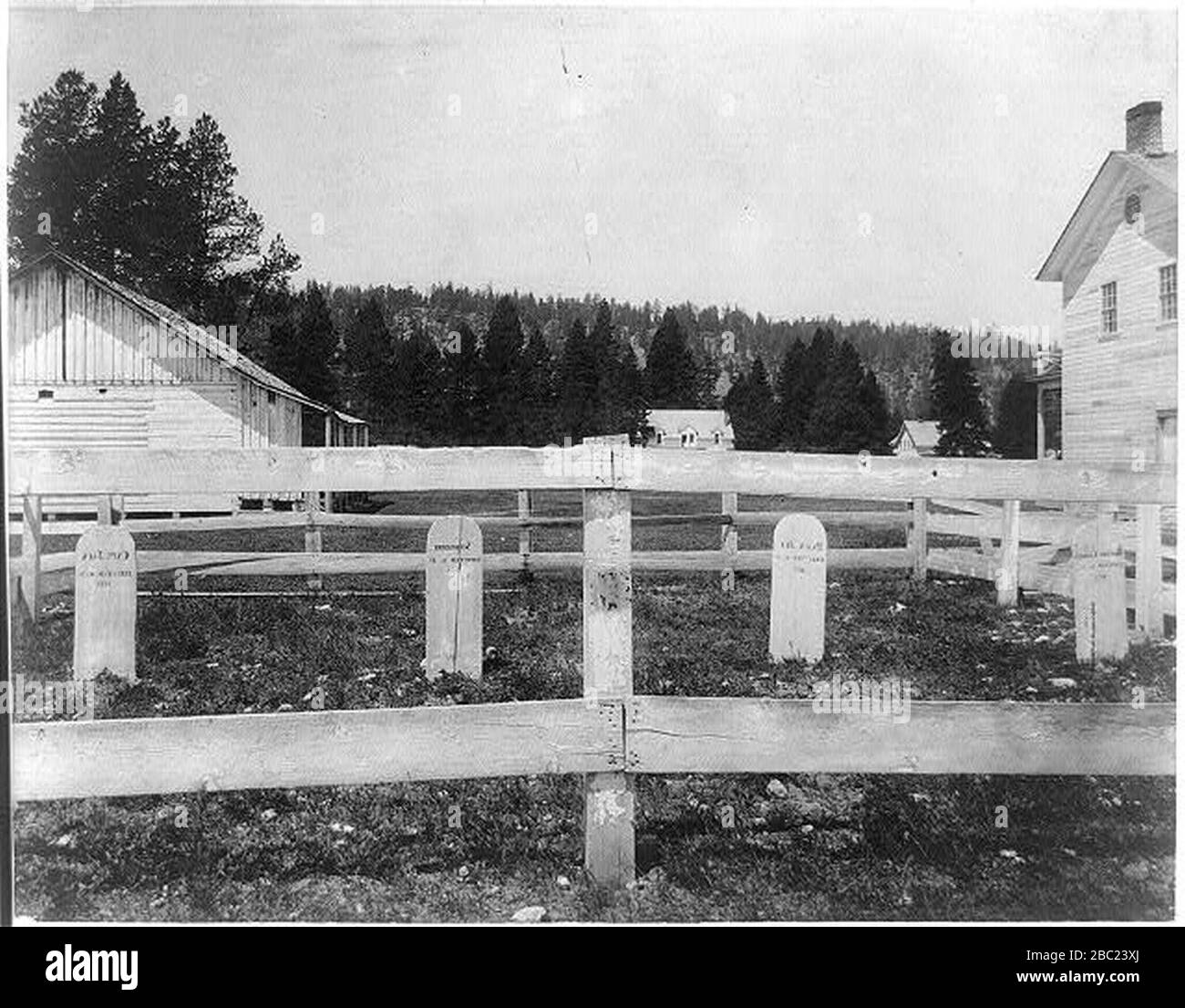 Gräber von Modoc-Indianern wurden in Fort Klamath Oregon wegen Mordes an Genl gehängt. Canby und Dr. Thomas von Peace Commission während des Modoc-Krieges 1872-73 Stockfoto