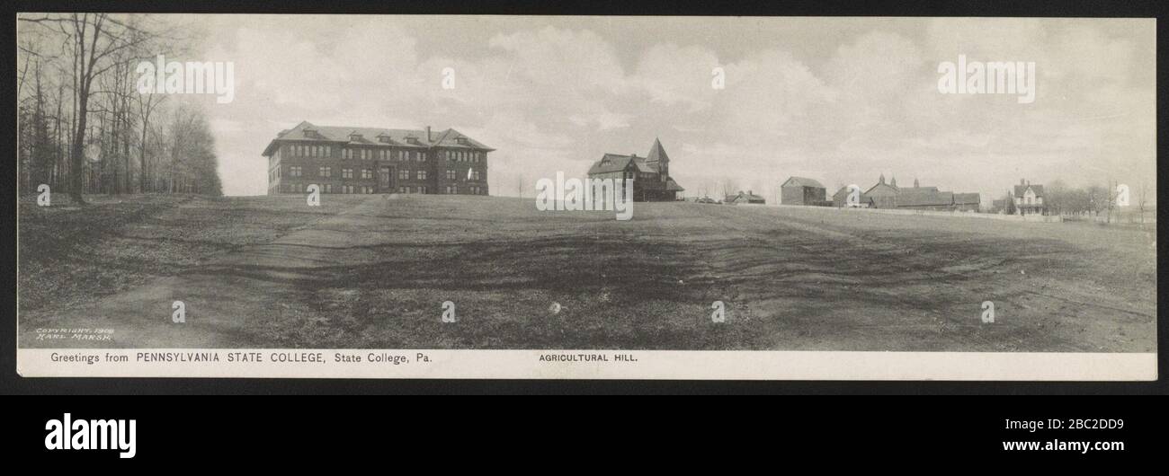 Grüße vom Pennsylvania State College, State College, Pa - Agricultural Hill Stockfoto