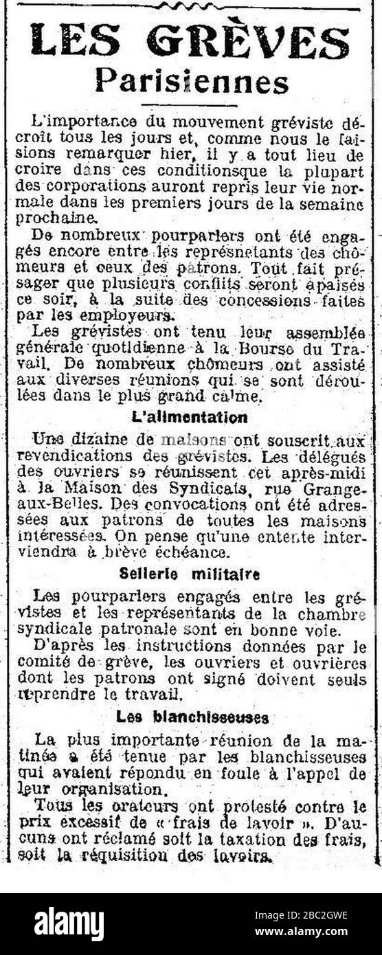 Grèves parisiennen 1917. Stockfoto