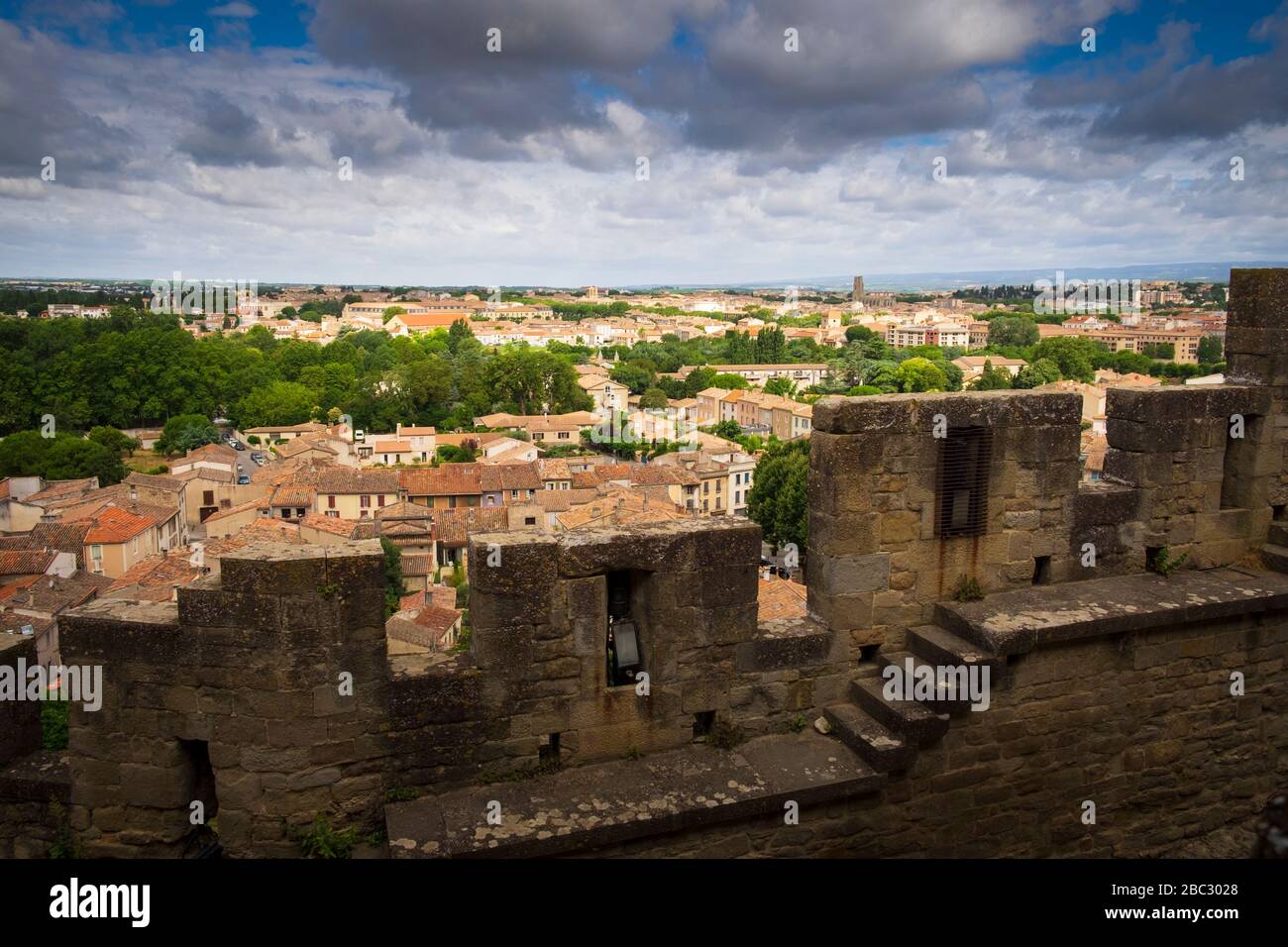 Die befestigte Stadt Cité de Carcassonne Carcassonne Aude France Stockfoto