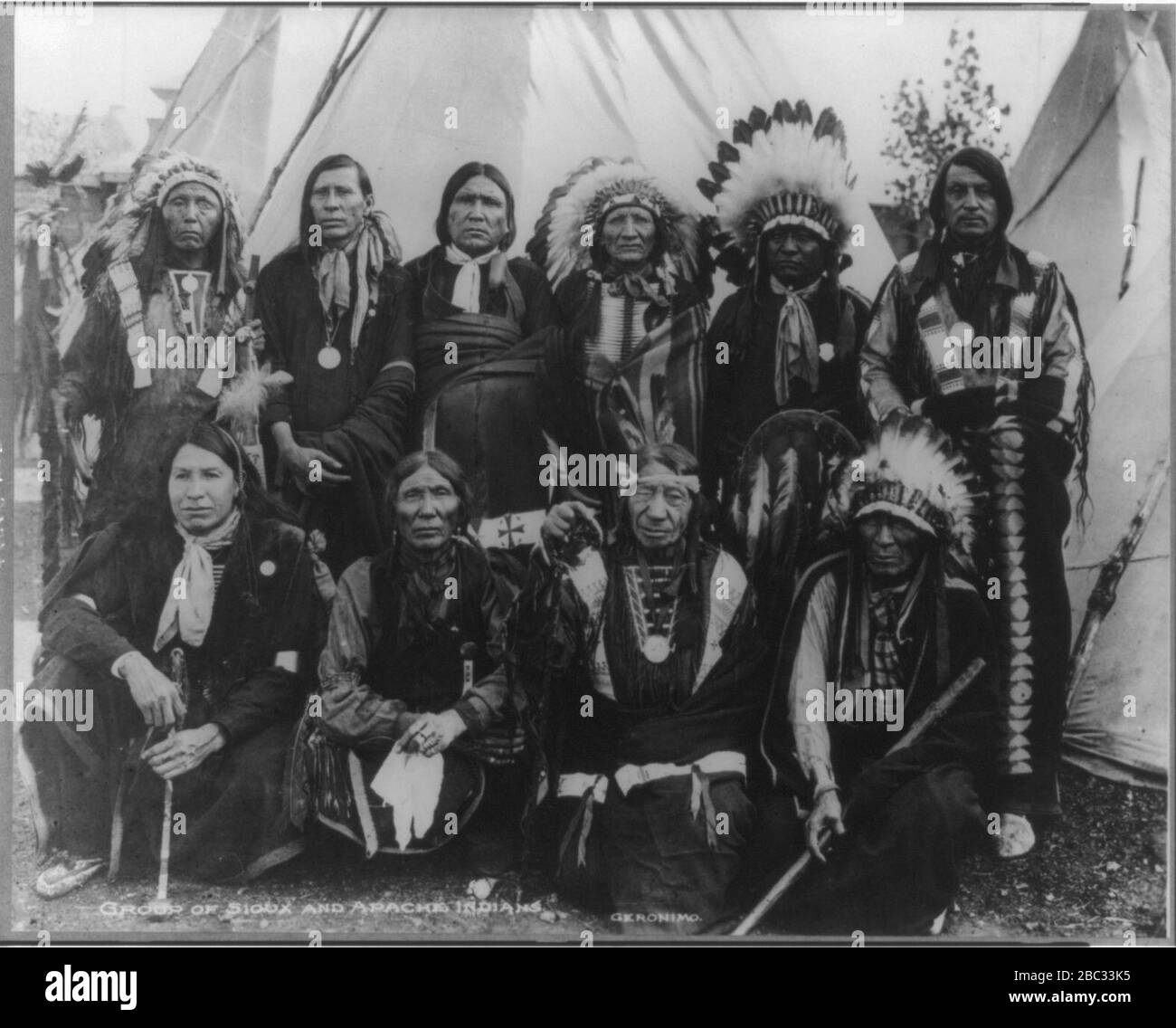 Gruppe der Sioux- und Apache-Indianer Stockfoto