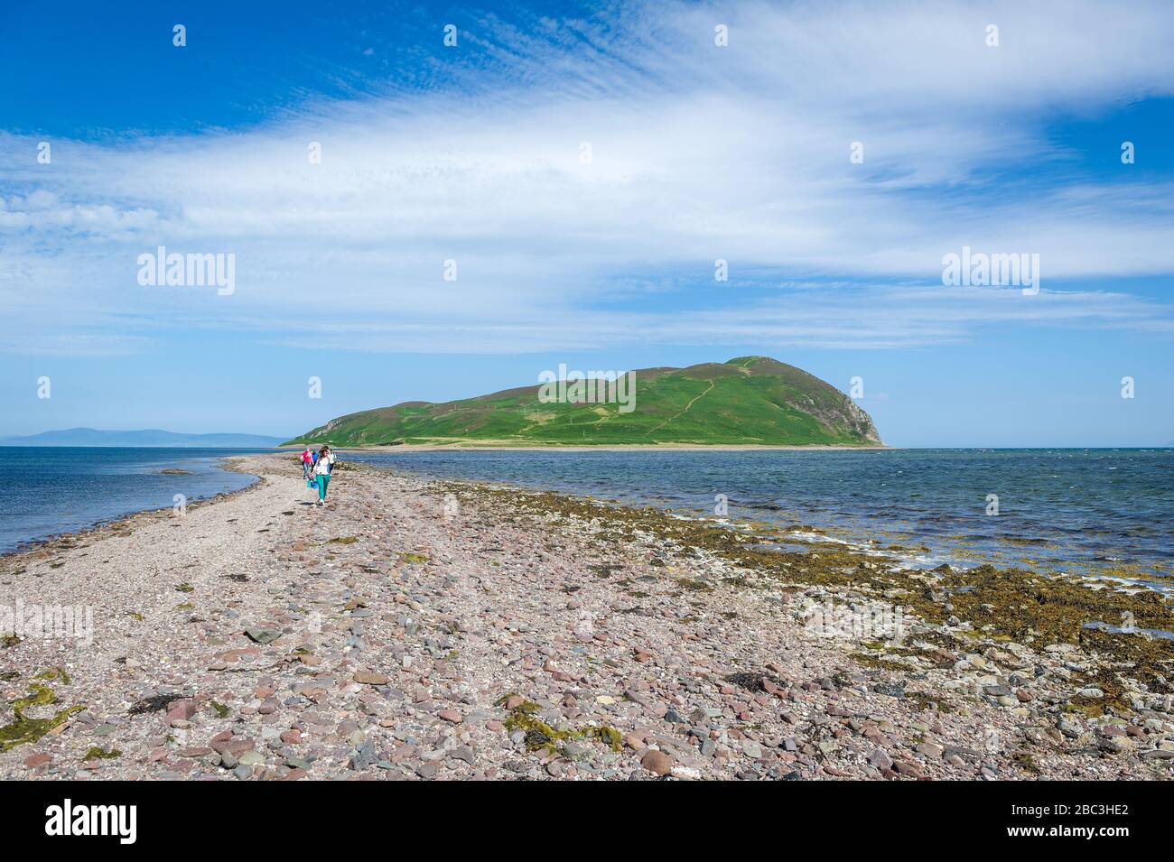 Weg zur Davaar-Insel, die nur bei Ebbe verfügbar ist. Campbeltown, Schottland Stockfoto