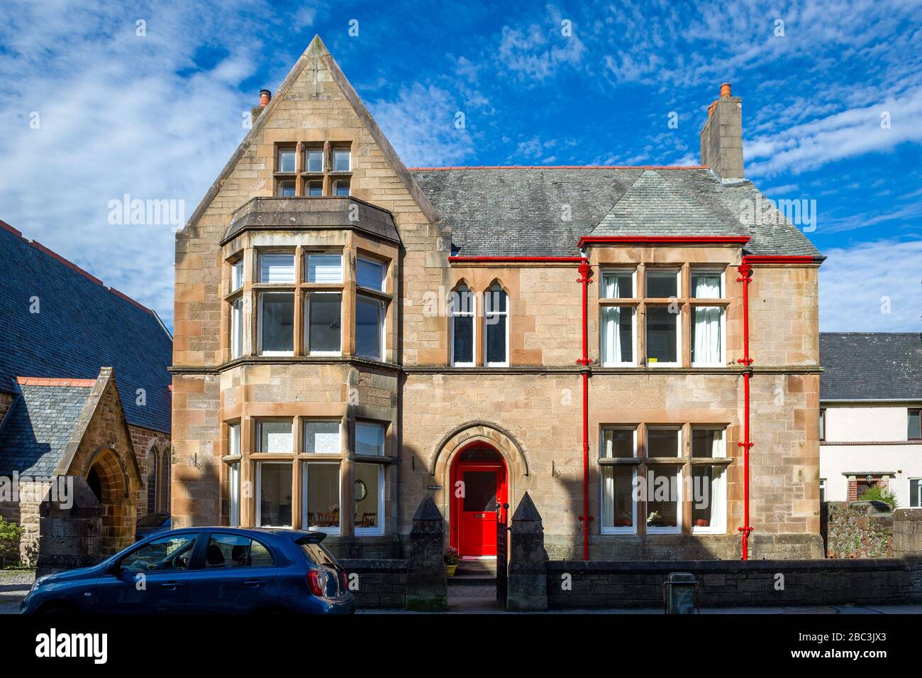 Architektur der Altstadt von Campbeltown - historische Fassaden. Kintyre, Schottland. Stockfoto