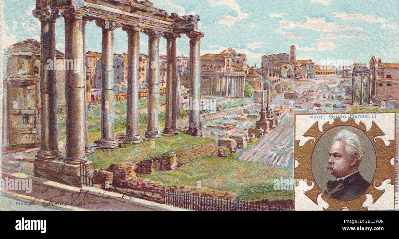 Guido Baccelli und das Forum Romanum. Stockfoto
