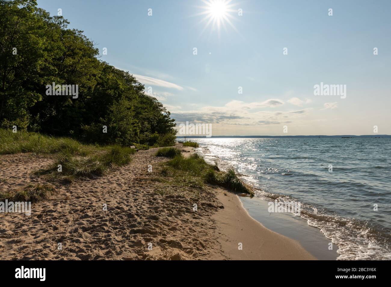 Der sandige Strand des Michigansee auf der Old Mission Peninsula, Traverse City Stockfoto