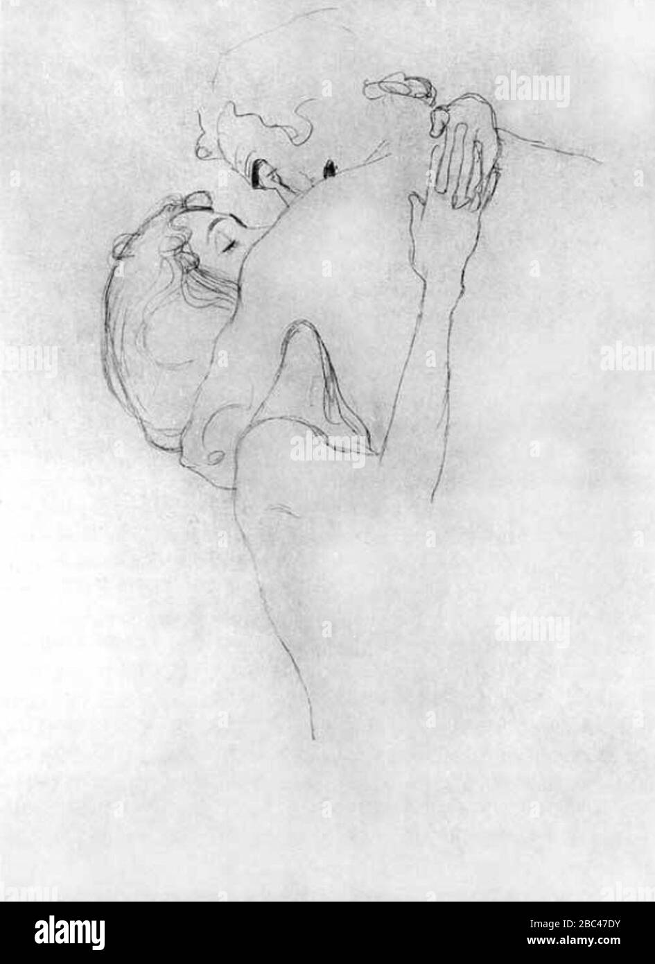 Gustav Klimt - Paar küsst. Stockfoto
