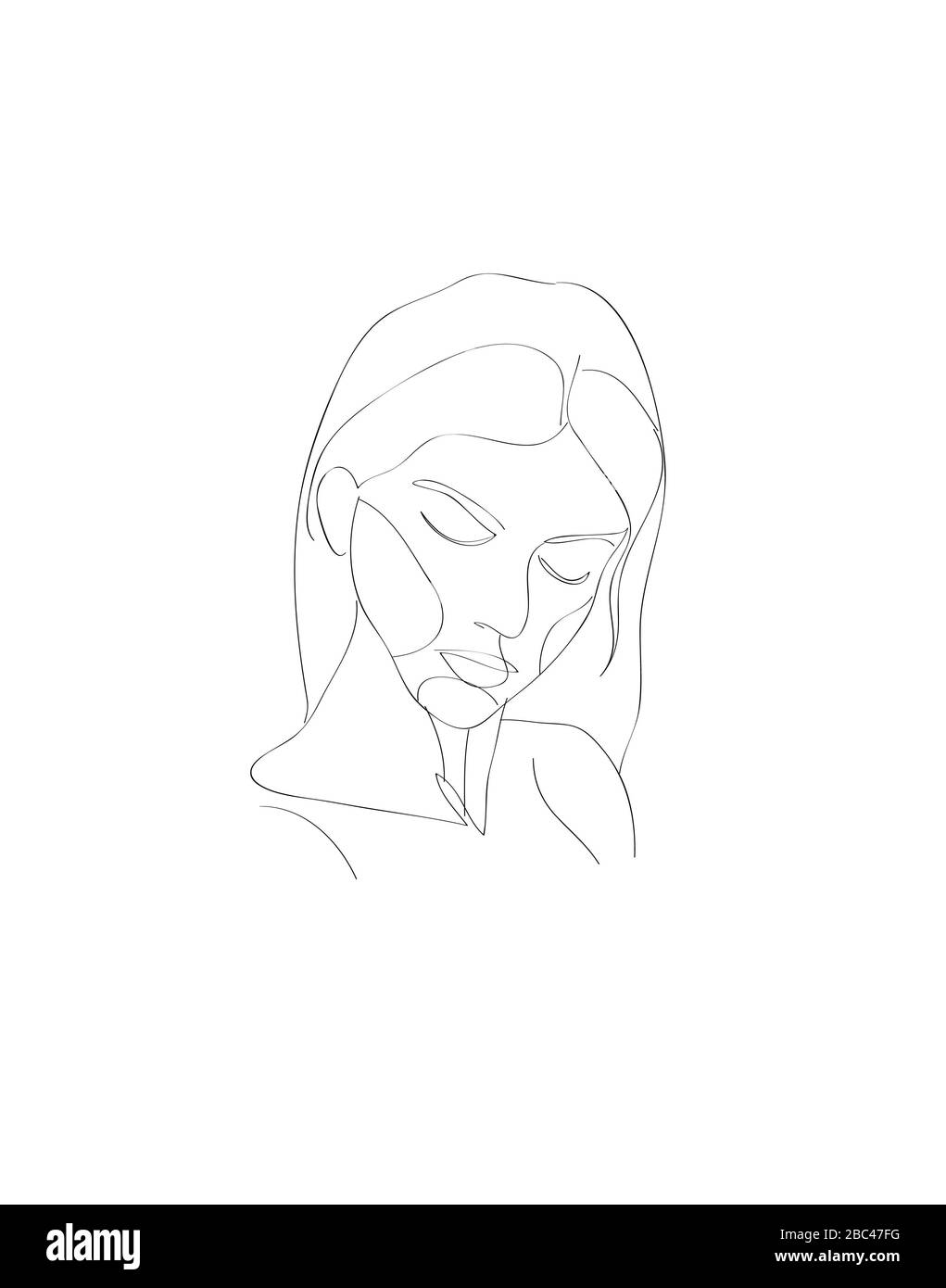 Weibliche Porträtzeichnung Stockfoto