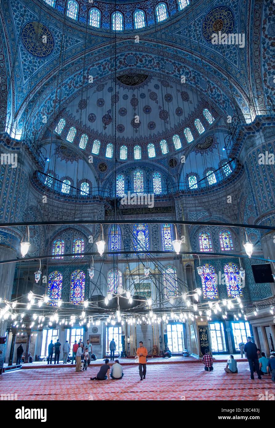 Blaue Moschee-Interieur, Istanbul, Türkei Stockfoto
