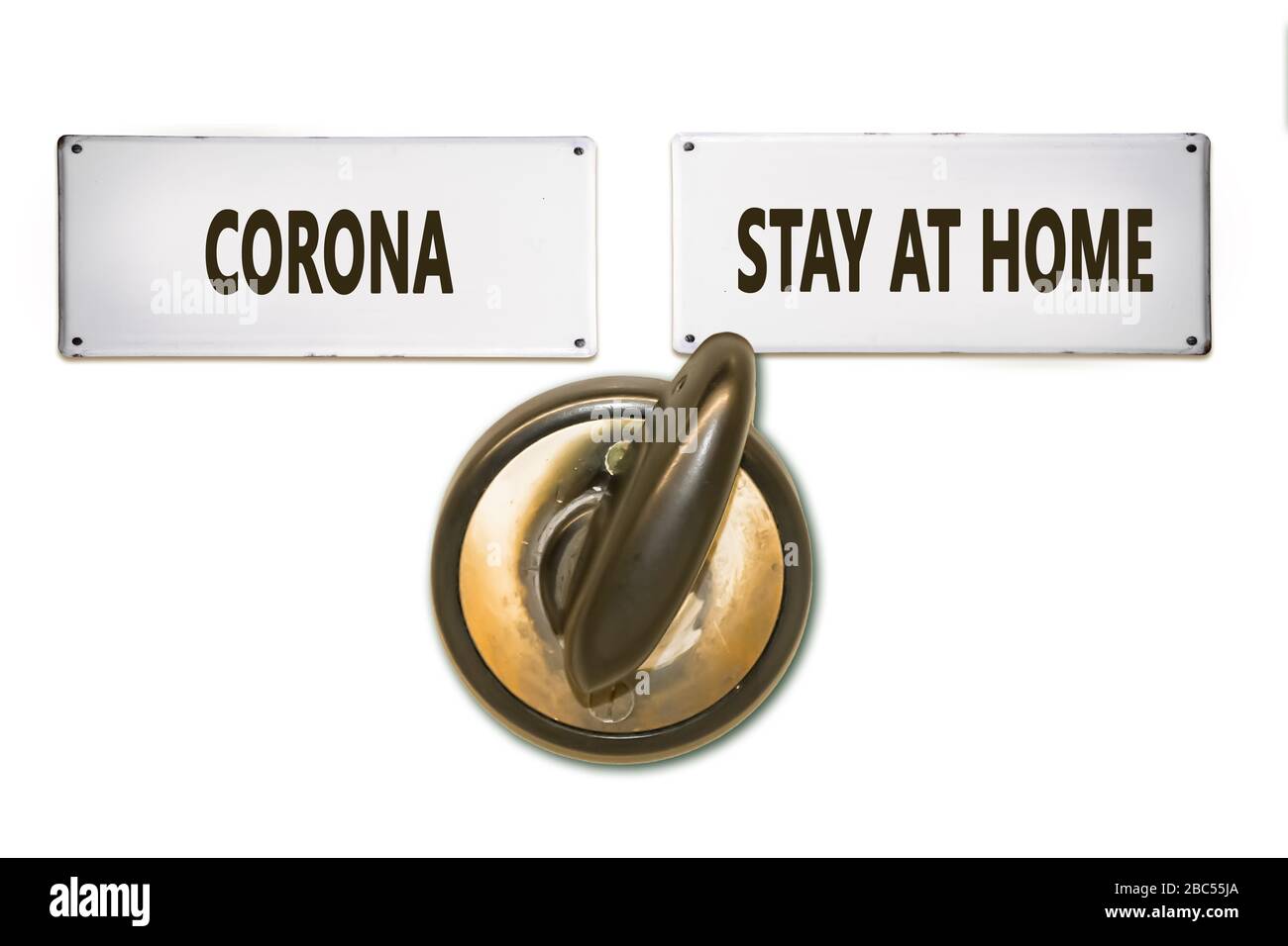 Street Sign die Art ZU HAUSE ZU BLEIBEN Stockfoto