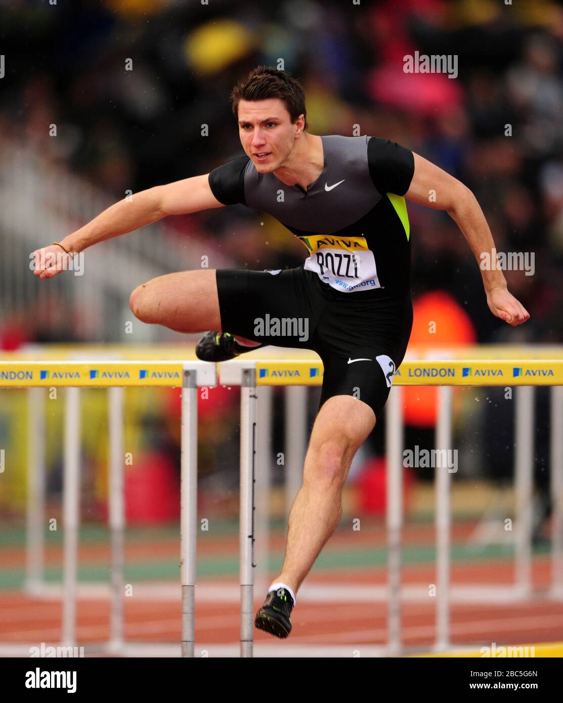 Großbritanniens Andrew Pozzi im Einsatz bei den 110-m-Hürden der Männer Stockfoto