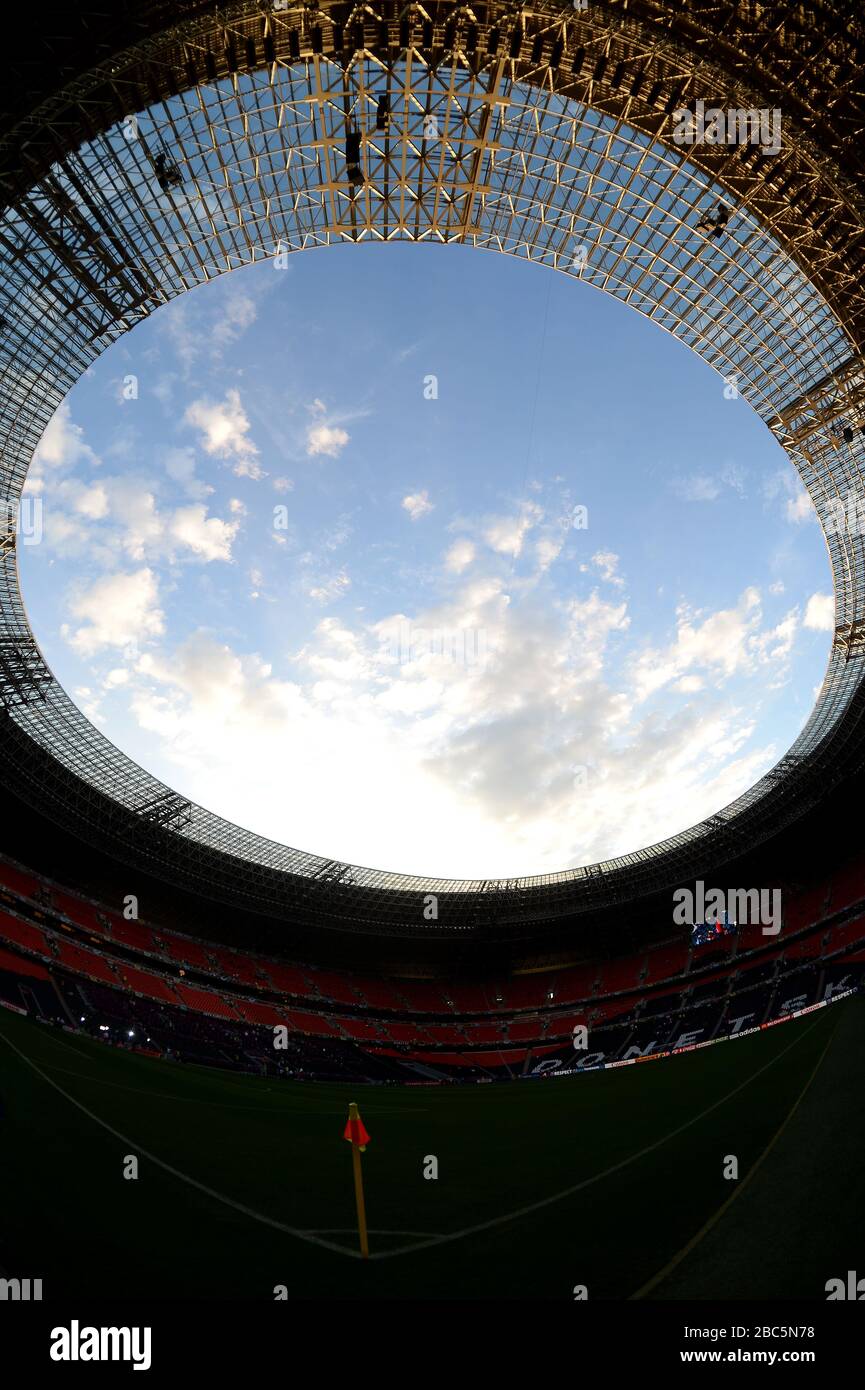 Blick auf die Donbass Arena, Heimstadion von Shakhtar Donezk Stockfoto