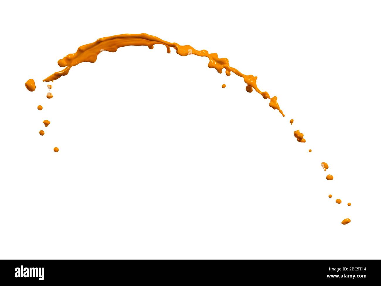 Grandioses orangefarbenes Spritzwasser isoliert auf weißem Hintergrund Stockfoto