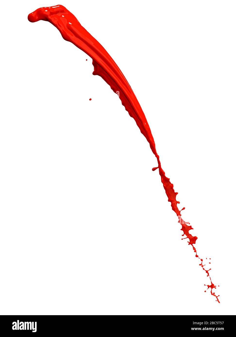 Grandioses rotes Farbenspritzen isoliert auf weißem Hintergrund Stockfoto