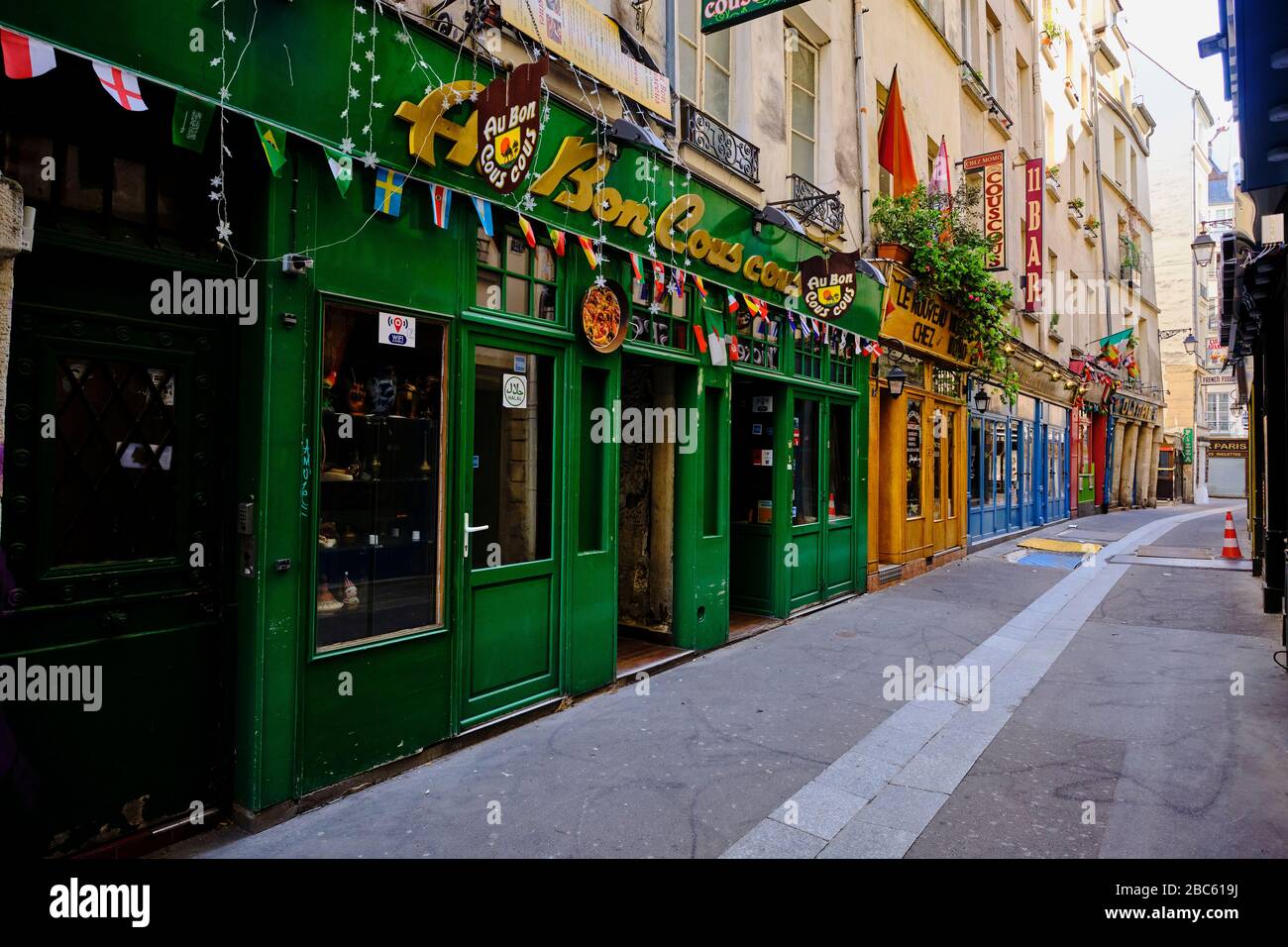 Frankreich, Paris, Viertel Saint Michel, Straße la Huchette während der Eindämmung von Covid 19 Stockfoto