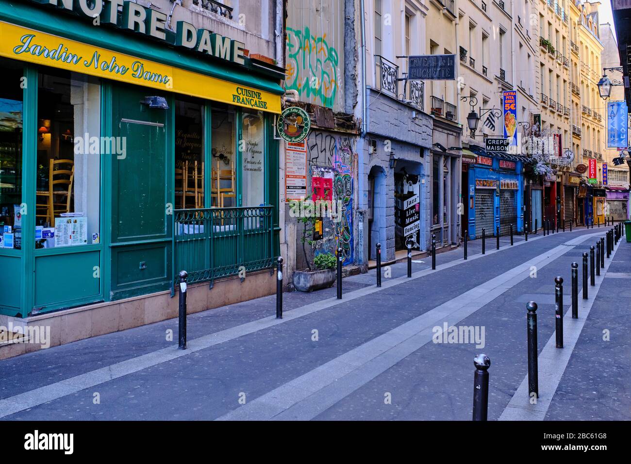 Frankreich, Paris, Viertel Saint Michel, Straße la Huchette während der Eindämmung von Covid 19 Stockfoto