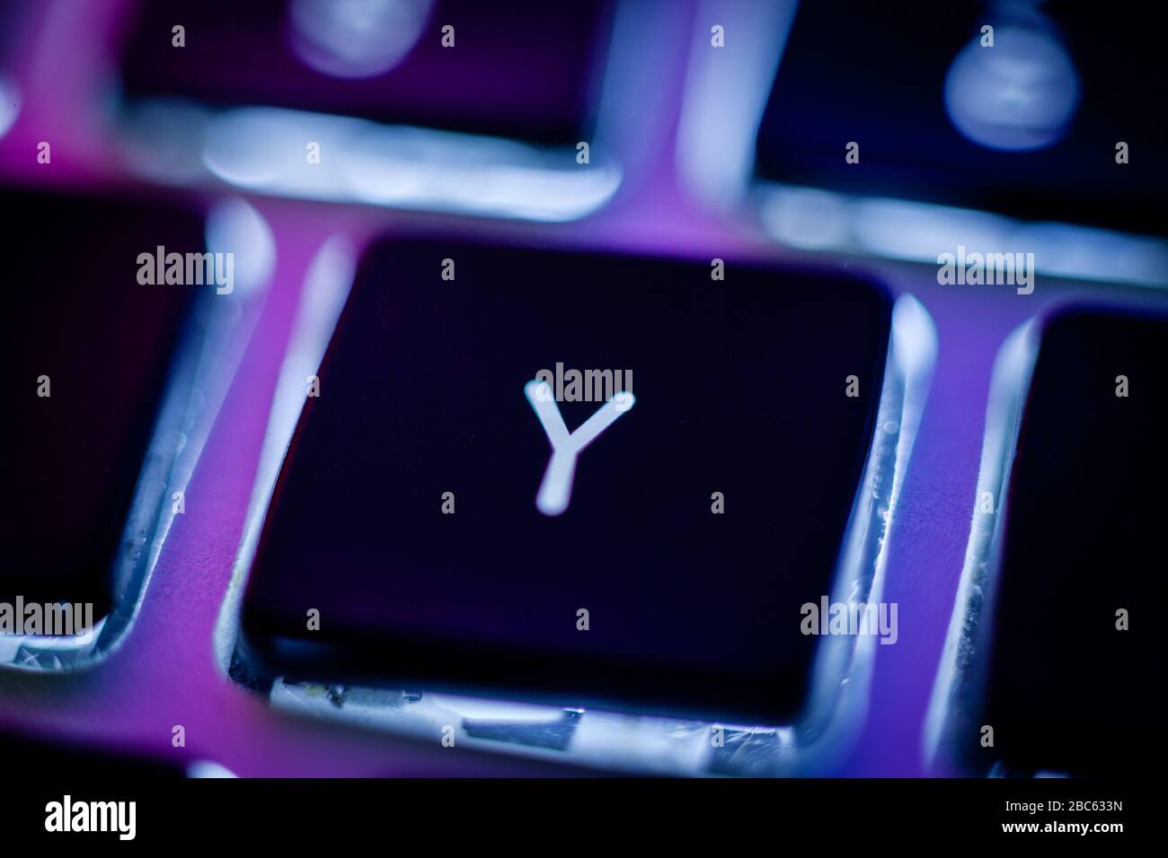 Y-Taste auf der Computertastatur Nahaufnahme Stockfoto