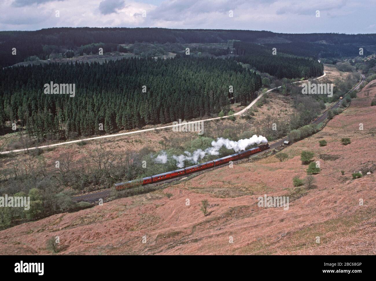 Dampfeisenbahn North Yorkshire Moors Railway in der Newtondale Gorge, North Yorkshire, England Stockfoto