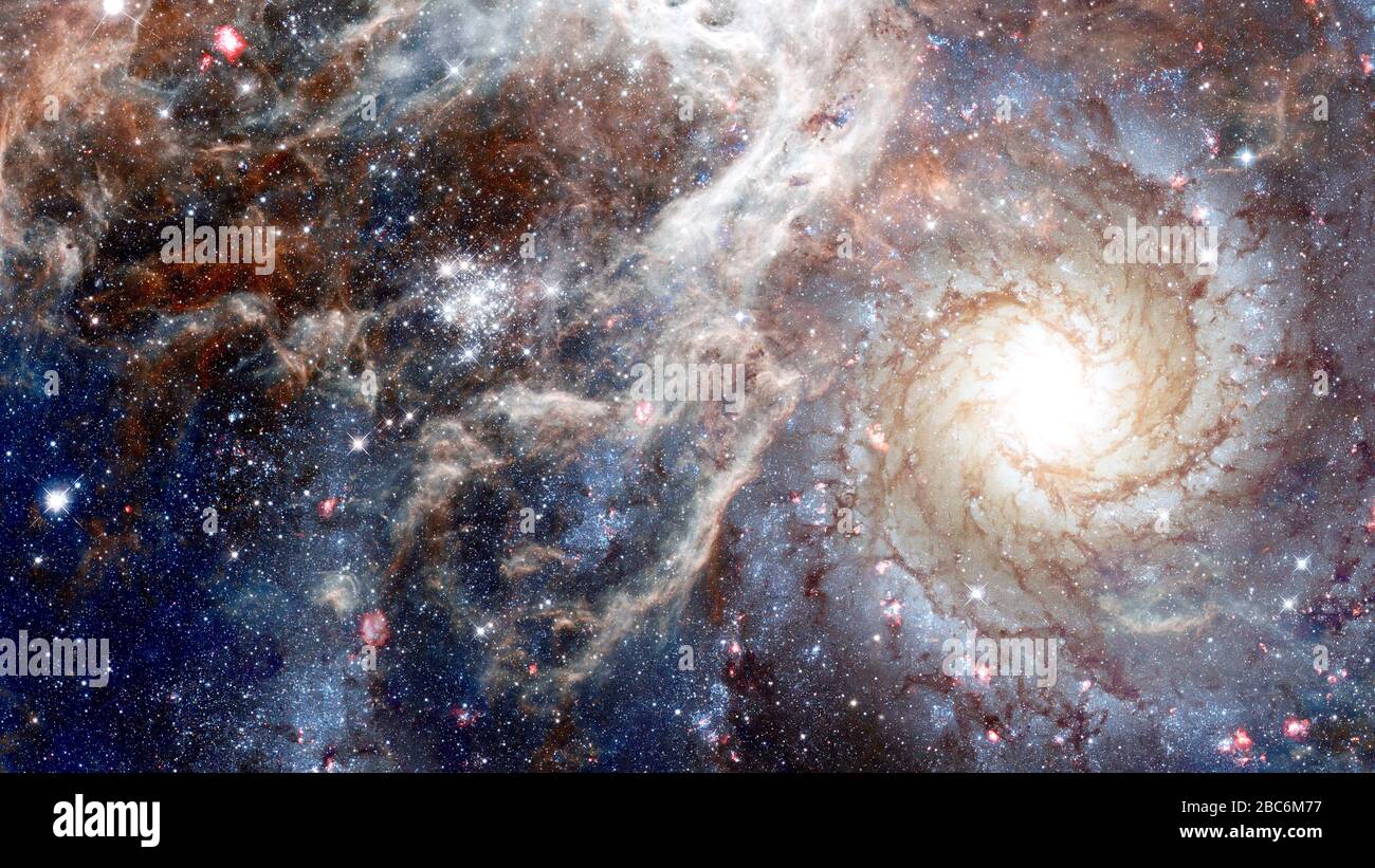 Spiralgalaxien und Nebel im tiefen Raum. Elemente dieses Bildes, das von der NASA eingerichtet wurde. Stockfoto
