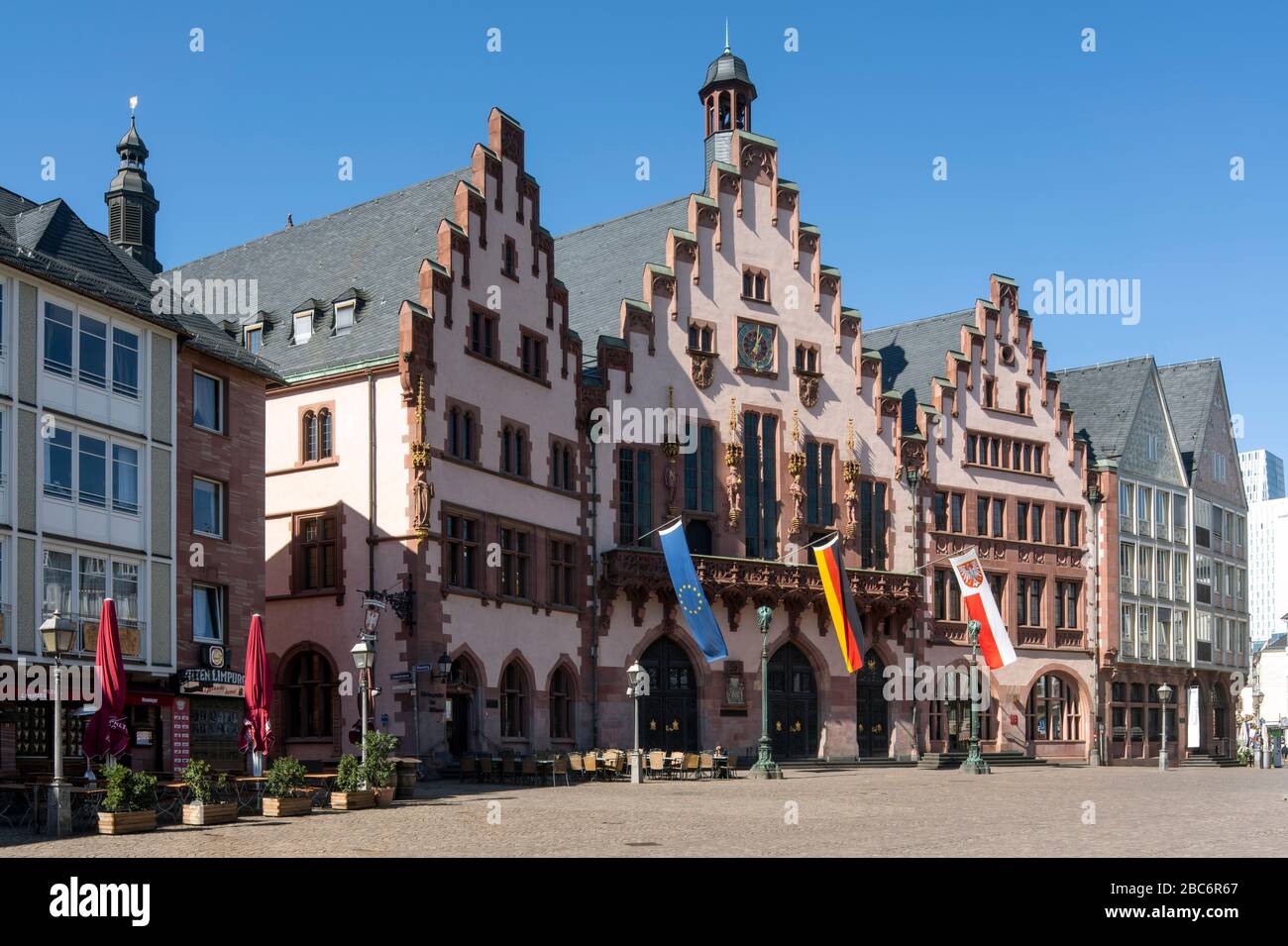 Frankfurt am Main, Römerberg, Römer, rekonstruierte Giebelhäuser Westseite Stockfoto