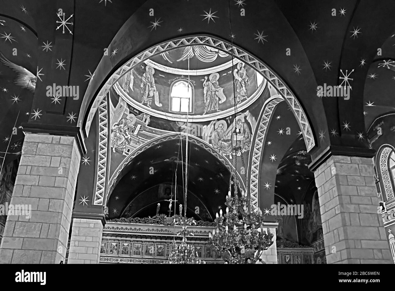 JERUSALEM, ISRAEL - 20. NOVEMBER 2017: Inneres des Klosters Mar Elias. Es ist ein Griechisch-orthodoxen Kloster im Süden Jerusalems Stockfoto